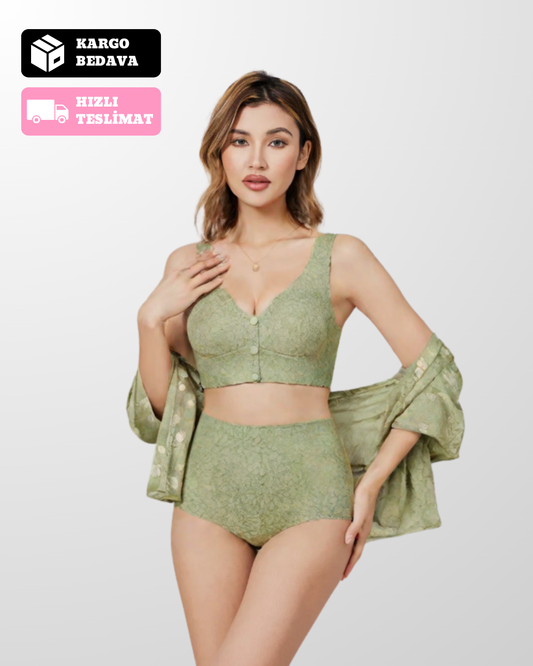 Velmessa™ Düğmeli Rahat ve Destekleyici Dantel Sütyen