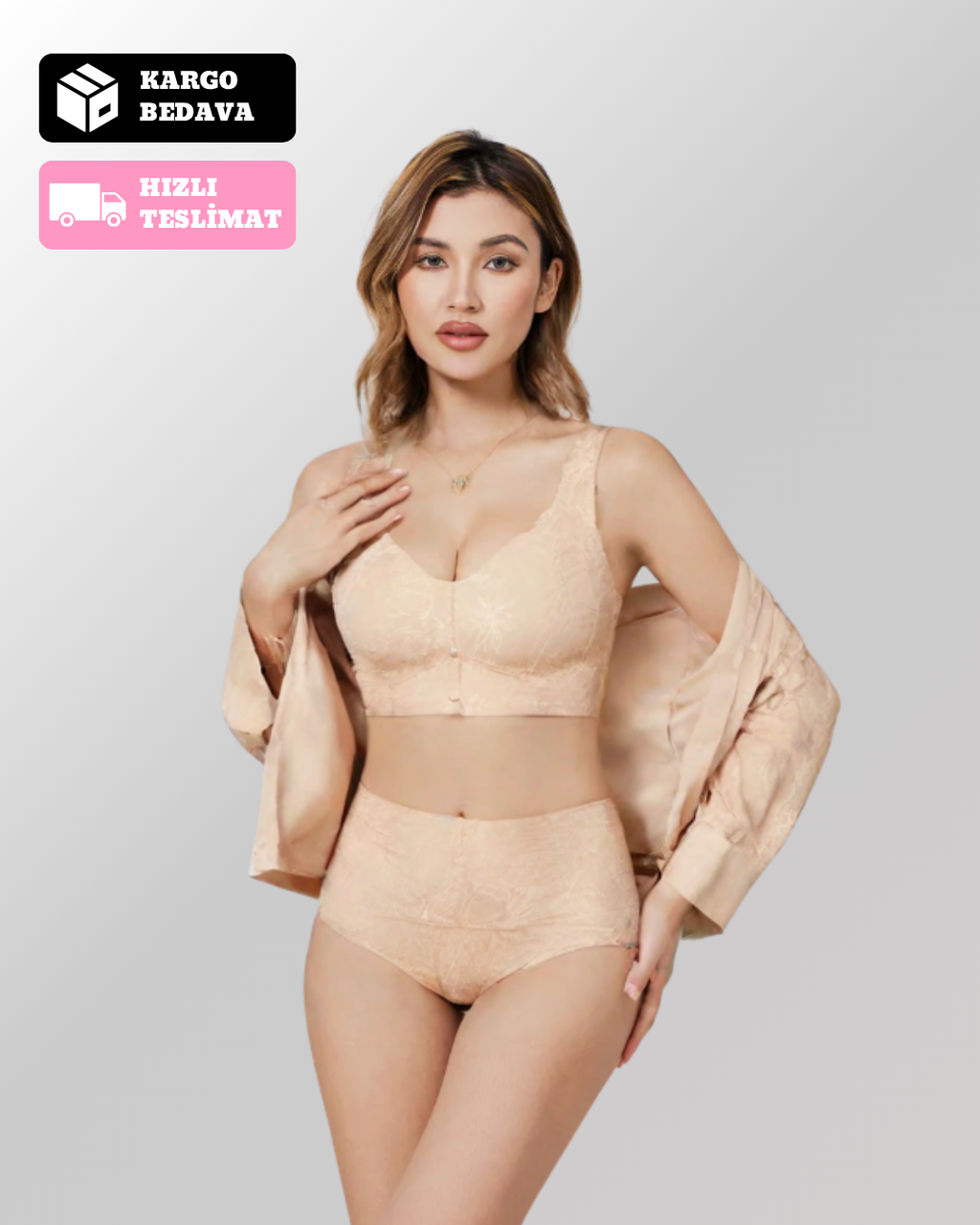 Velmessa™ Düğmeli Rahat ve Destekleyici Dantel Sütyen