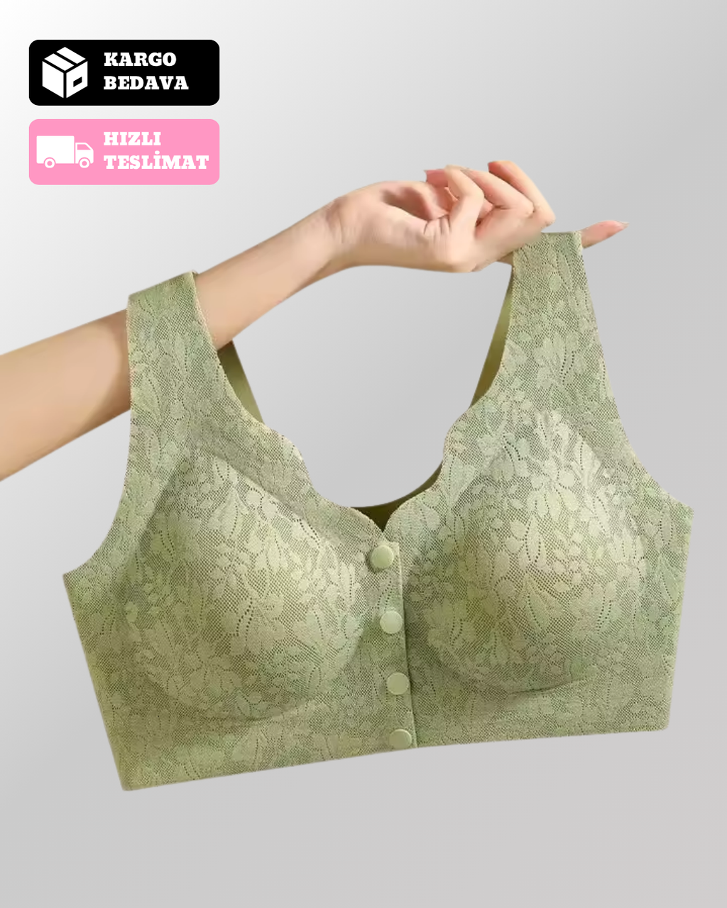Velmessa™ Düğmeli Rahat ve Destekleyici Dantel Sütyen